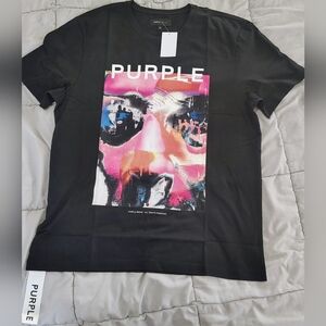 Purple Brand Graphic Tee XL Black Abstract Face Print Streetwear NWT